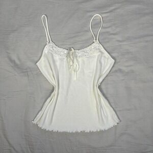 Vintage 2002 y2k Victoria's Secret pink tag white camisole top